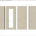 Various Cream Colored Interior Doors With Different Panel And Glass Designs 3d model