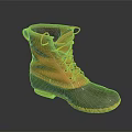 Durable Orange and Gray Laced Work Boots with Yellow Rubber Sole 3d model
