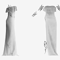 Elegant White Off Shoulder Long Dress With Ruffle Details And Flowy Fabric