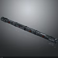 Futuristic Weapon Metallic Long Rod Design With Red Indicator Lights Sleek Surface And Reflective Finish
