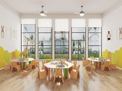 Modern Kindergarten Preschool Classroom 3d model