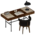 Quiet wind desk and chair combination 3d model