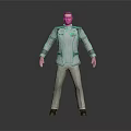 Game and Movie Character 3D Model Wearing Gray Uniform With Decorative Badge Standing Pose