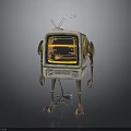Retro TV Robot With Yellow Screen Antenna Mechanical Arms And Legs