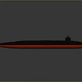 Black Military Submarine With Streamlined Design Red Bottom Section And Command Tower Structure