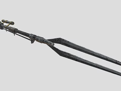 Medieval Double Bladed Polearm Weapon With Long Metal Handle And Intricate Design 3d model