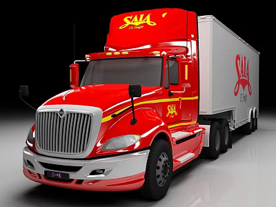 Red Semi Truck With SAL Logo On Cab And White Trailer Design 3d model