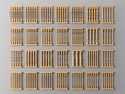 Wooden Railing 3d model