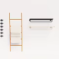 Contemporary Bathroom Shelf Rack Featuring Wall Mounted Towel Bars Hooks And Ladder Shelf