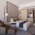 Modern Hotel Room Interior With Comfortable Bed Armchair Side Table And Stylish Lamps