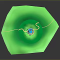 Unique Green Architectural Structure With Circular Central Design And Pathway Elements