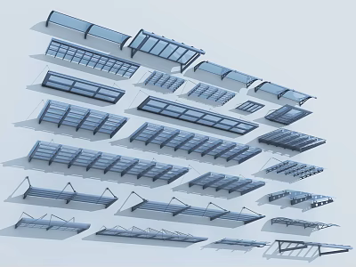 Various Types of Sunshade Canopies With Different Designs and Structures for Outdoor Use 3d model