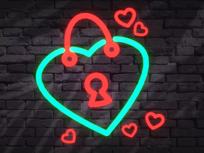 Neon concentric lock light with music light box light word coffee pub decoration 3d model