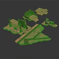 Ancient Architectural Ruins 3D Model With Brown Stone Platforms And Towers