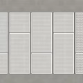 Varied Pattern Grid Metal Panels Arranged Neatly On Gray Background Surface