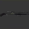 Black Tactical Shotgun With Wooden Stock Metal Barrel And Detailed Body Design