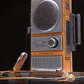 Retro Wireless Doorbell Featuring Orange Silver Body Antenna Round Speaker And Knobs 3d model