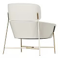 Modern Leisure Accent Chairs With Brown White Upholstery And Golden Metal Frames