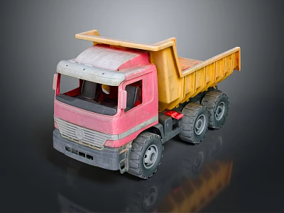 Toy Dump Truck Pink Front And Yellow Bed With Large Tires And Detailed Design 3d model