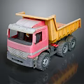 Toy Dump Truck Pink Front And Yellow Bed With Large Tires And Detailed Design