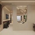 Elegant Modern Hotel Room Interior With Sofa Coffee Table Fireplace And Archway Plants