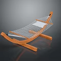 Elegant Wooden Hammock With White Netting Sturdy Frame And Soft Cushion