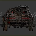 Rusty Modified Utility Vehicle With Spikes And Rear Tire For Off Road Use