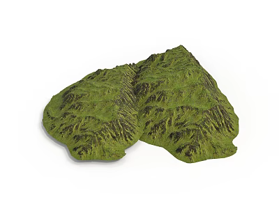 Modern Green Mountain Terrain Model with Detailed Topographic Texture 3d model