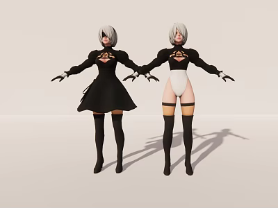 Game and Movie Characters With Silver Hair Black Clothing Standing Pose And Outstretched Hands 3d model