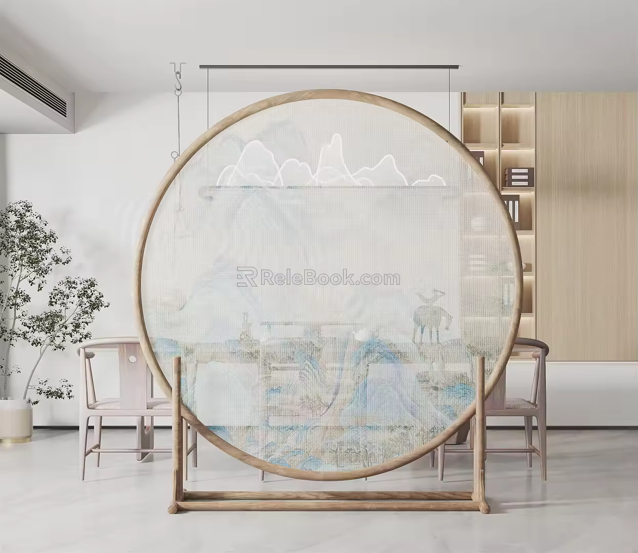 New Chinese-style screen partition screen 3d model
