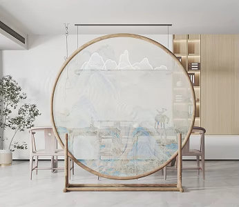 New Chinese-style screen partition screen 3d model