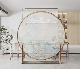 New Chinese-style screen partition screen 3d model