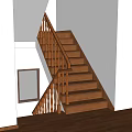 Classic Wooden Staircase Interior with Handrail Steps and White Walls Design