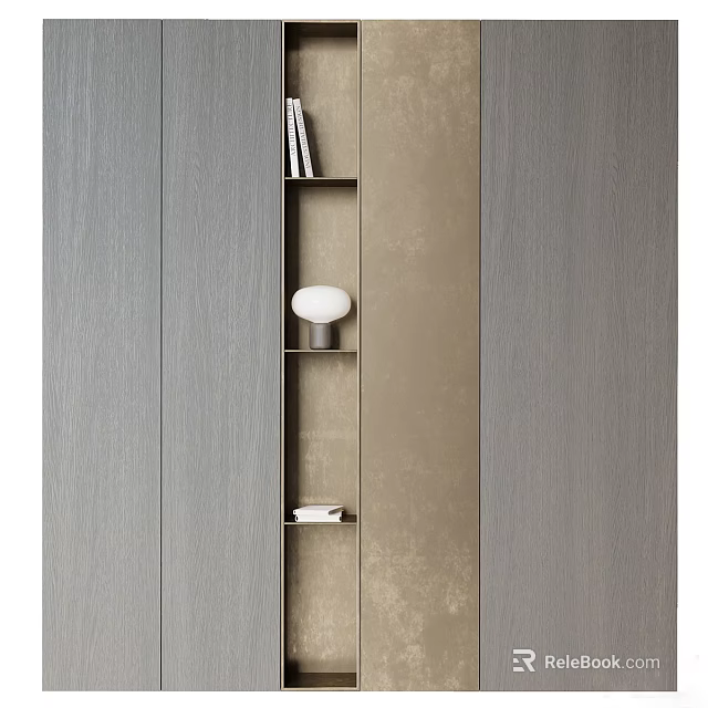 Modern Wardrobe Design With Neutral Color Panels Open Shelves And Minimalist Style 3d model 
