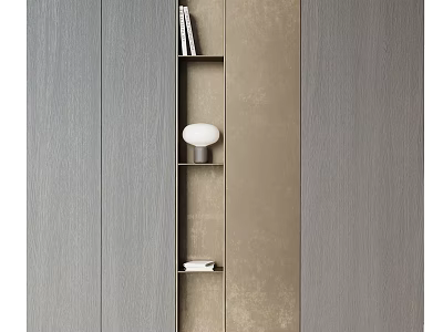 Modern Wardrobe Design With Neutral Color Panels Open Shelves And Minimalist Style 3d model