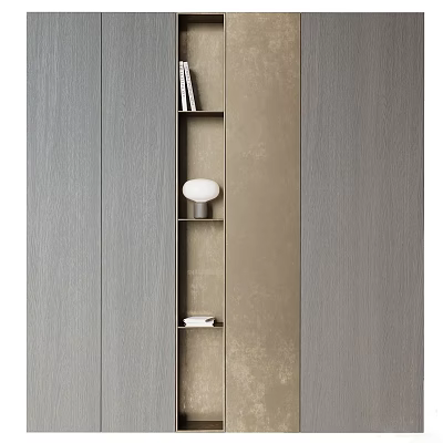 Modern Wardrobe Design With Neutral Color Panels Open Shelves And Minimalist Style 3d model