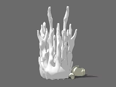 White Hand Shaped Decorative Ornament Set With Upward Extending Fingers And Small Base 3d model