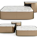 Luxury Gold Frame Coffee Table With White Marble Top And Storage 3d model