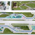 Park Landscape Design With Green Lawns Curved Paths And Water Features Layout 3d model