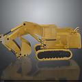 Detailed Yellow Construction Crawler Excavator Model With Large Bucket And Track Design