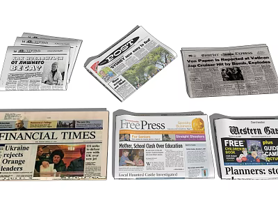 Various Newspapers Collection Featuring Financial Times Free Press And Western Star Headlines 3d model