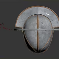 Ancient Roman Weapon Helmet with Metal Construction Copper Accents Riveted Design and Cheek Guards