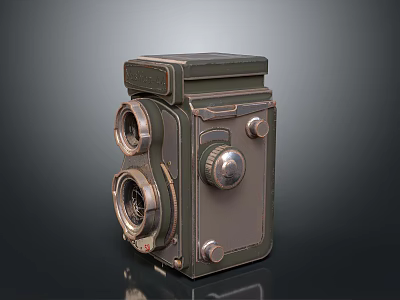 Vintage Twin Lens Camera Retro Design Classic Electronic Appliance With Metal Body And Dual Lenses 3d model
