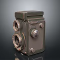 Vintage Twin Lens Camera Retro Design Classic Electronic Appliance With Metal Body And Dual Lenses