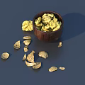 Walnut Kernels in Wooden Bowl with Scattered Shells on Gray Surface