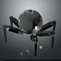 Futuristic Metallic Spherical Robotic Creature With Mechanical Legs Design 3d model