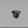 Plant Pot With Purple Textured Surface Brown Rim And Footed Base For Indoor Plants