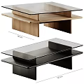 Modern Coffee Table Design Featuring Wooden And Black Frames With Layered Glass Top