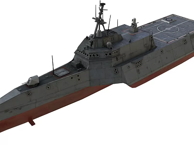 Modern Warship With Sleek Hull Design And Upper Deck Antennas Structure 3d model