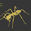 Metallic 3D Ant Sculpture with Long Detailed Legs on Dark Background